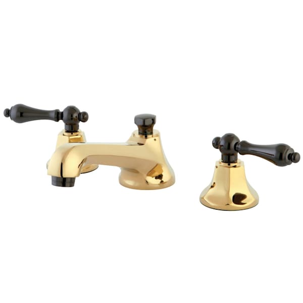NS4466AL 8" Widespread Bathroom Faucet, Brass/Black Stainless Steel